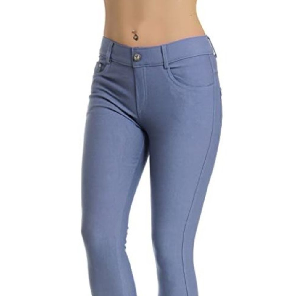 Women's Capri Jean Look Cotton Blend Jeggings - Picture 2 of 4